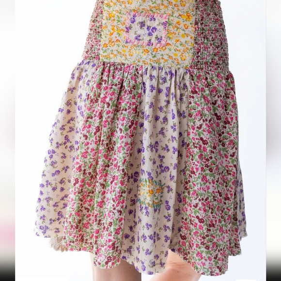 NWTF🍒 Alive Embroidered Cotton Mini Skirt - Meadow Patches By Natural Life - Picture 3 of 8